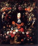 Jan Davidsz. de Heem Garland of Flowers and Fruit with the Portrait of Prince William III of Orange Spain oil painting artist